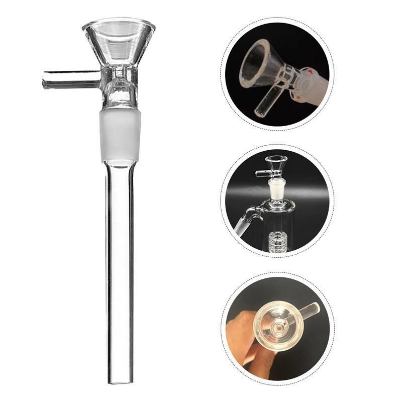 10PCS-4.7inch 14mm Male Pipes Glass Downstem with Bowl Adapter Water Filter Part