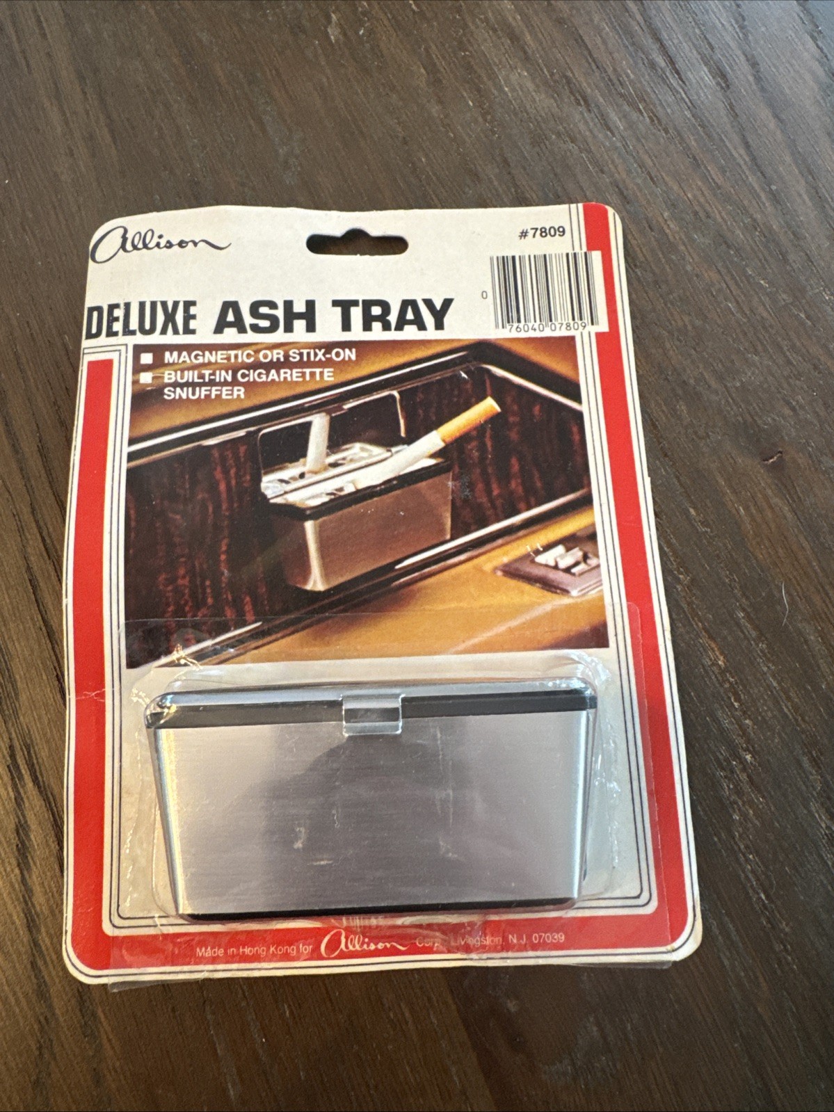 ALLISON Deluxe Car Ashtray Ash Tray Metal Built-In Snuffer 7809 Vintage SEALED