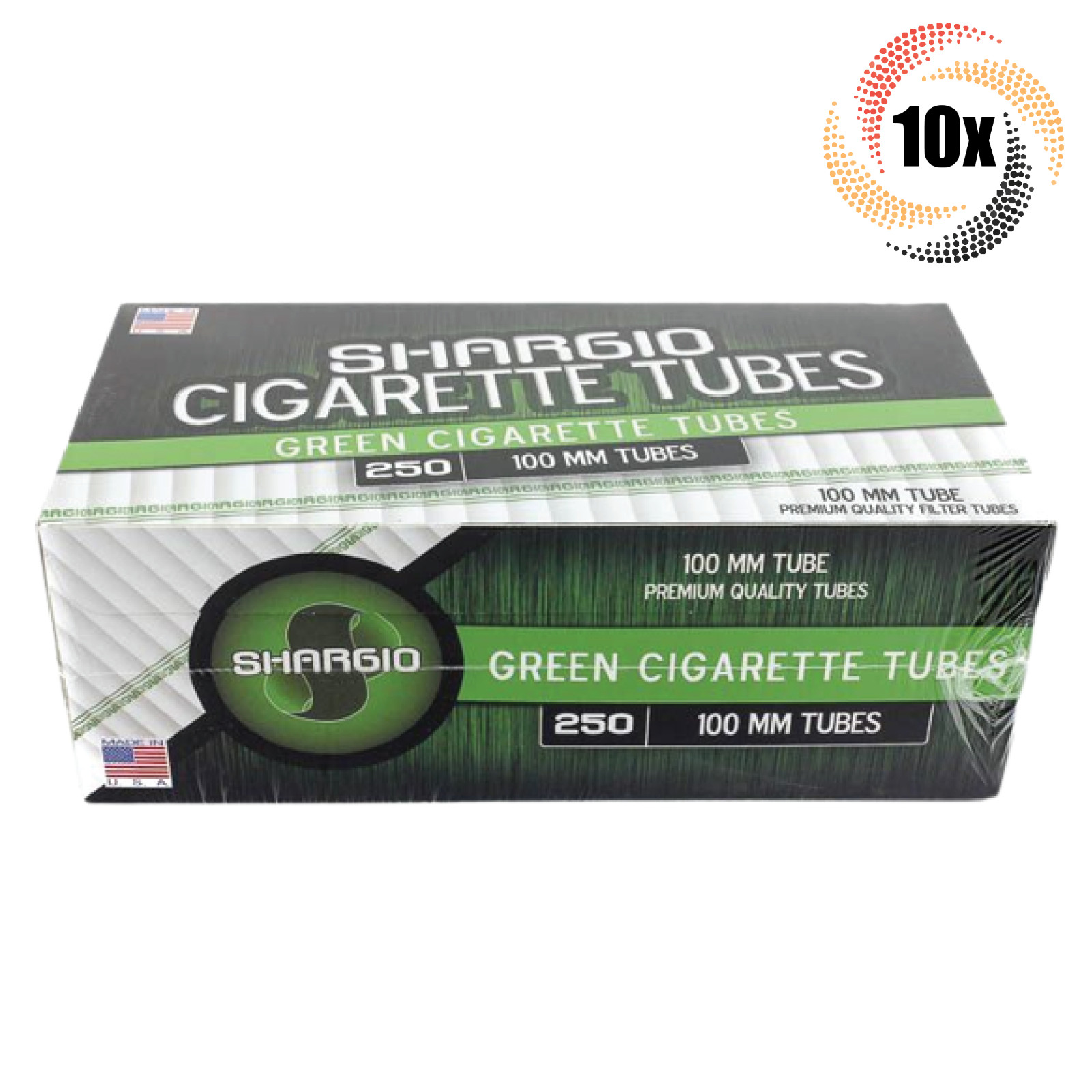 10x Boxes Shargio Green Menthol 100MM 100’s ( 2,500 Tubes ) Cigarette Tube RYO