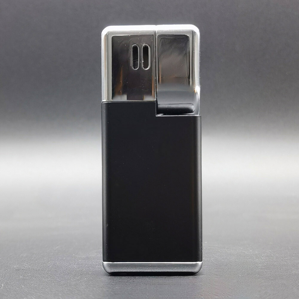 2 in 1 Folding Metal Lighter Pipe Portable Smoking Lighter w/ Free Screen Black