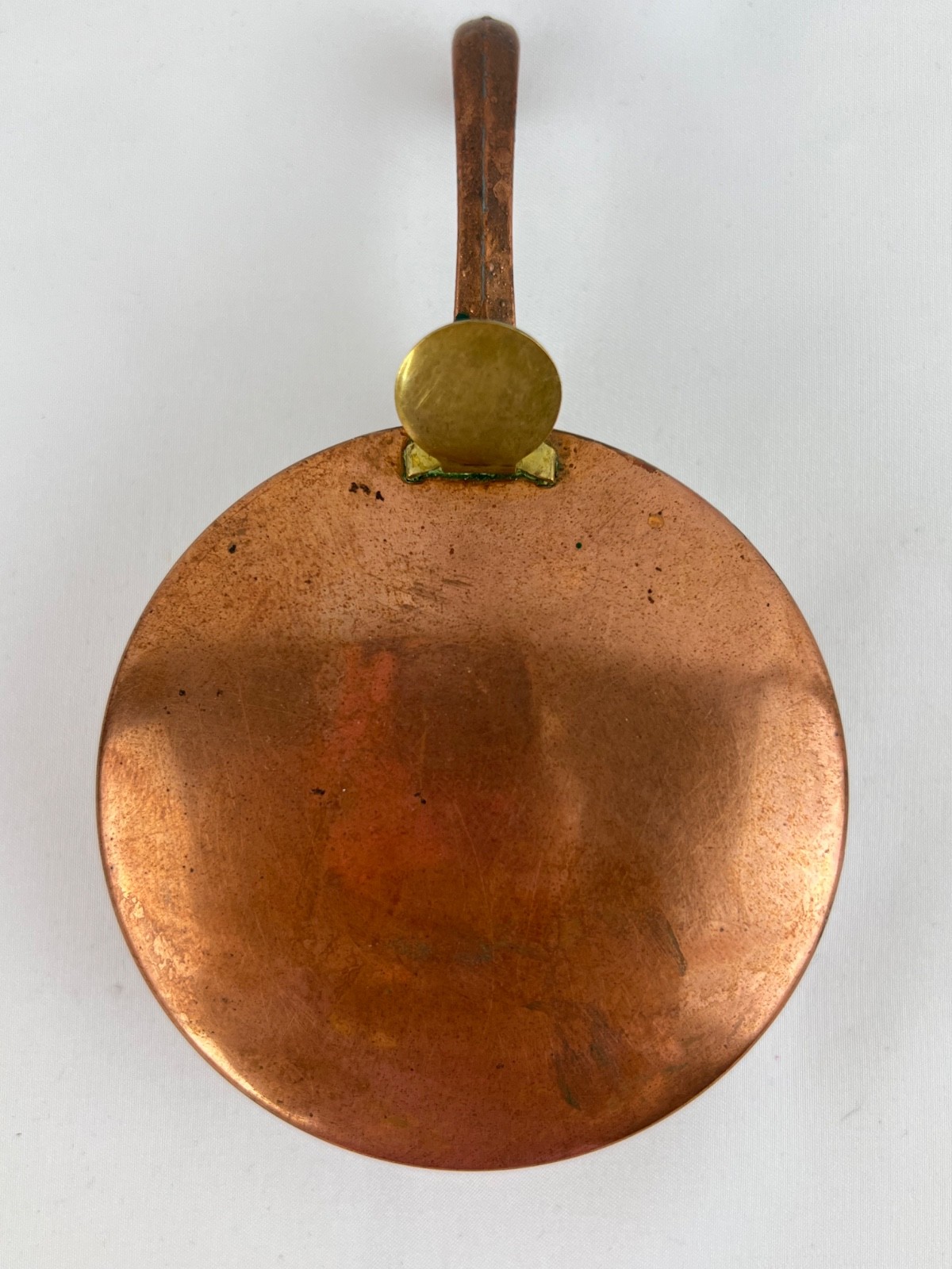 Small Copper & Brass Handled Pan Ashtray w/Thumb Hinged Lid 5″ French Country