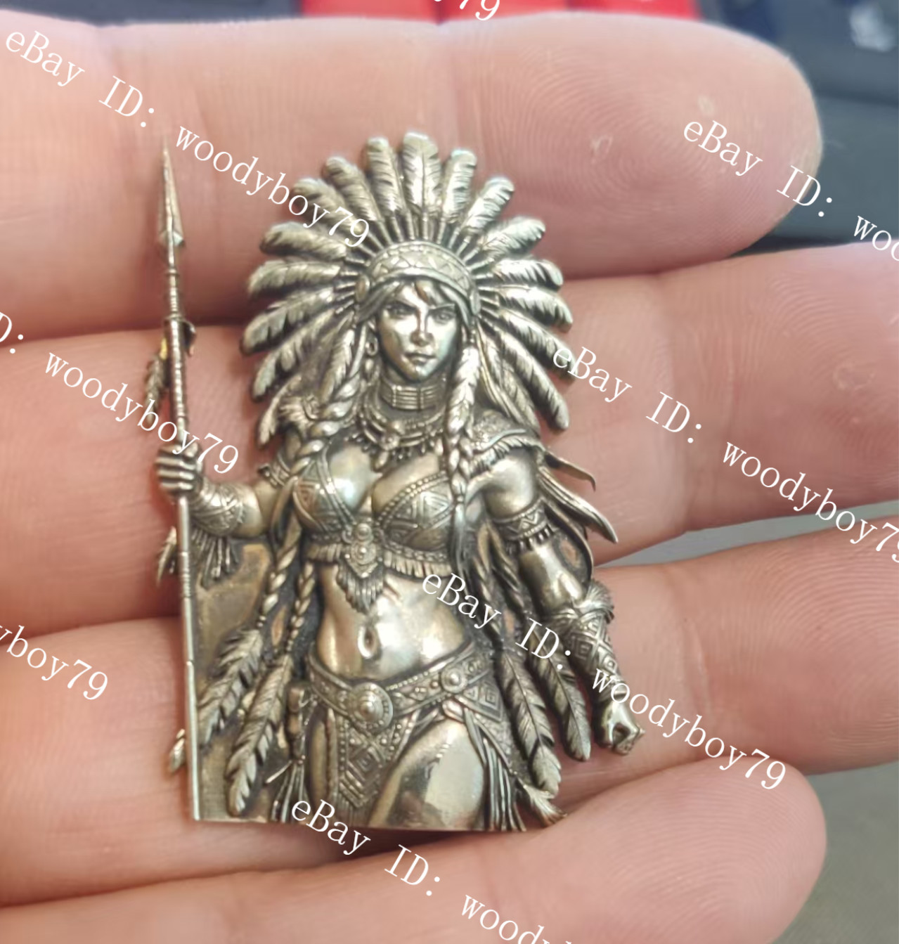 1 piece Lighter accessories Brass Sexy Indian Female Warrior Badge DIY sticker
