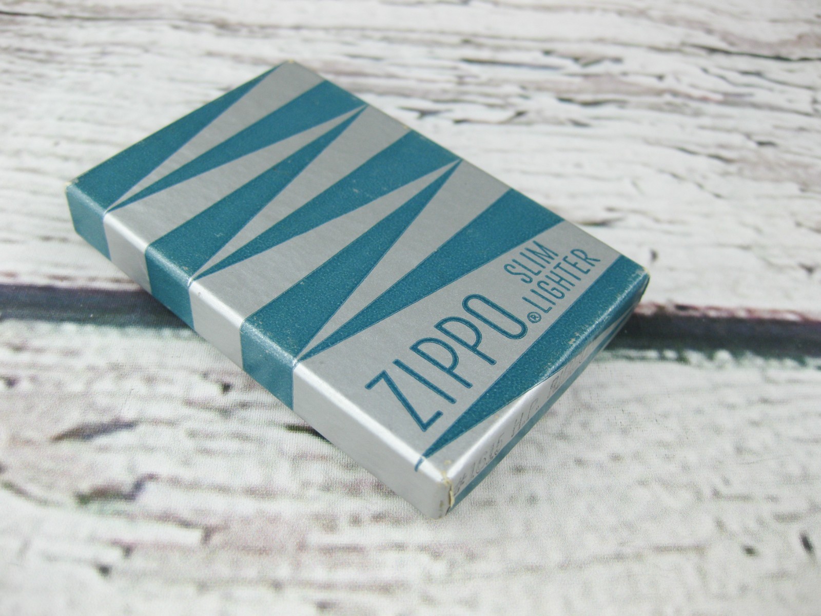 Vintage 1960 Zippo Monogram Slim Lighter with Green Silver Box & Insert