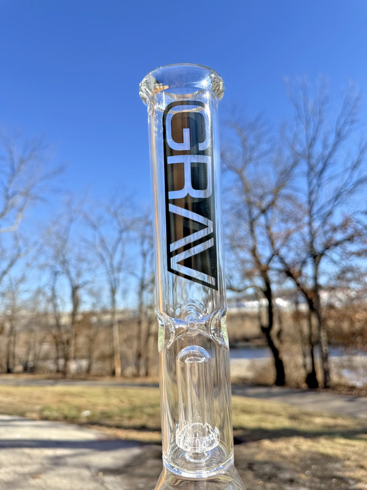 14-inch Grav Water Pipe Single Perc Beaker Style Bong