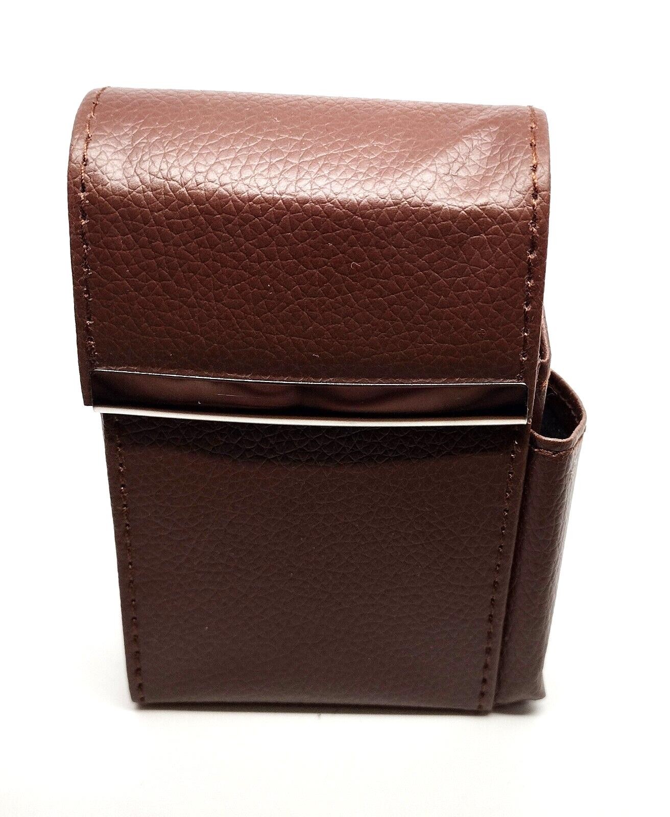 Marshals Brown Design PU Leather Wrapped King Size Cigarette Pack Holder