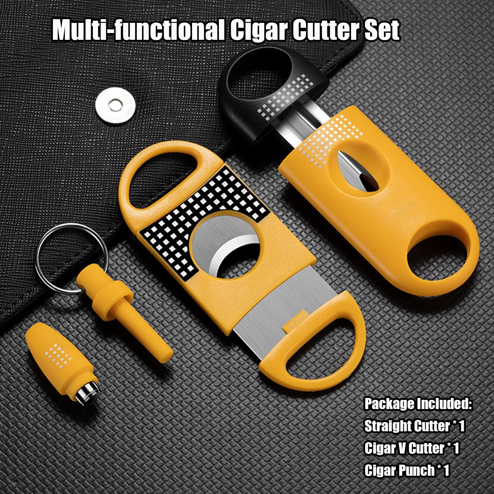 Cigar Cutter Set, with Straight Cutter, V Yellow