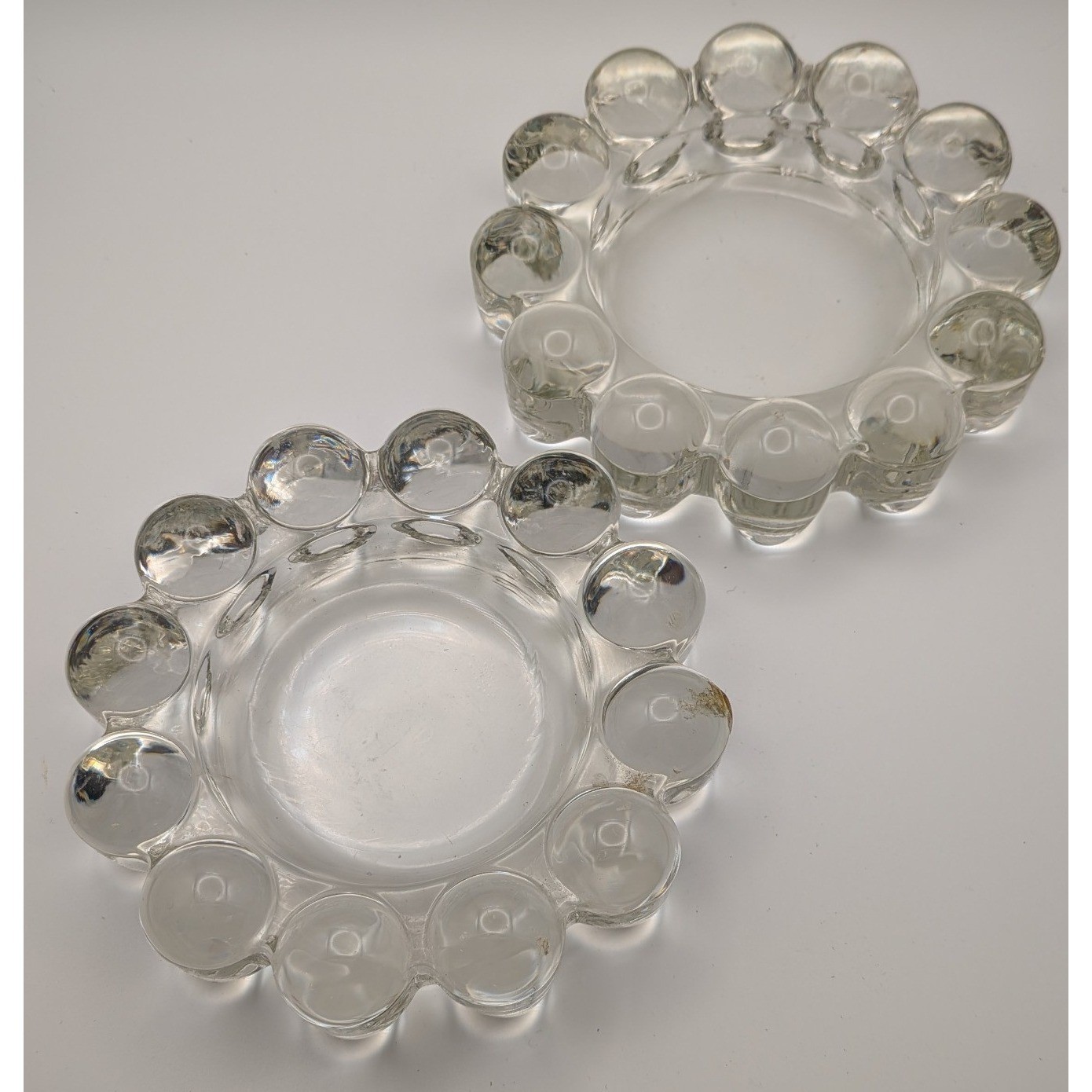 Arcoroc France Glass Ashtrays Unisex OS Clear Vintage Bubble Sierra Set of 2