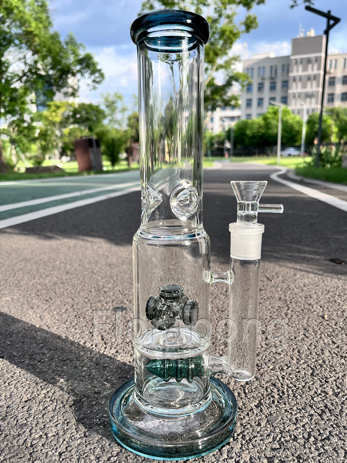 13″ Heavy Glass Bong Percolate Bongs Smoking Hookah 1.8lb Water Pipe 19mm Bowl