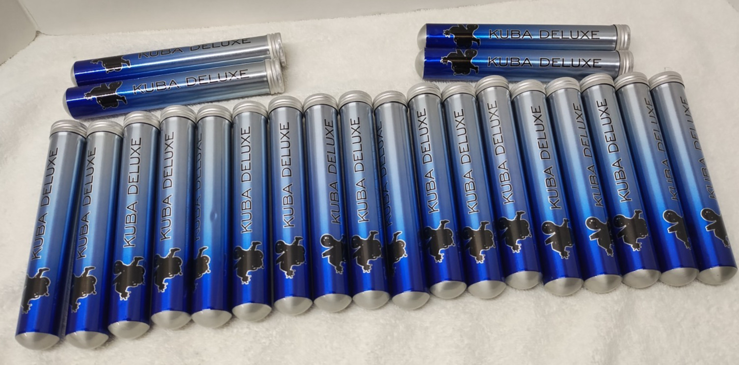 22 pcs Acid Kuba Deluxe Aluminum Cigar Tubes 6″ long empty- used