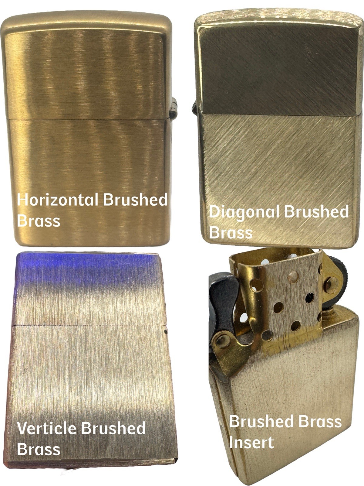 CNC Machined Brass Lighters. Brushed Finish. The “Scruff”. Custom Zippo Insert.