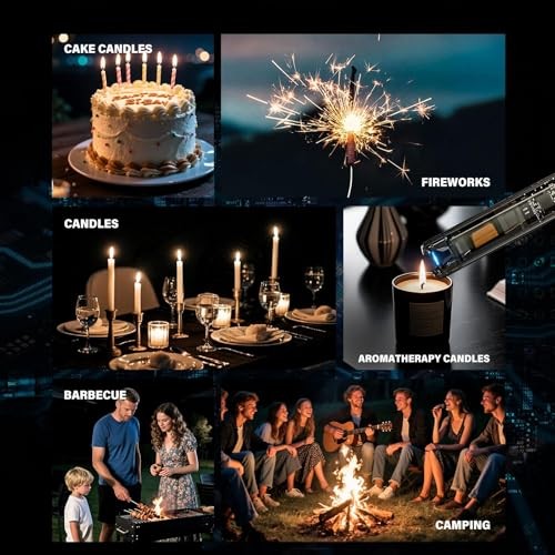 2 Pack Electric Candle Lighters – Rechargeable USB-C Arc Lighters Black+yellow