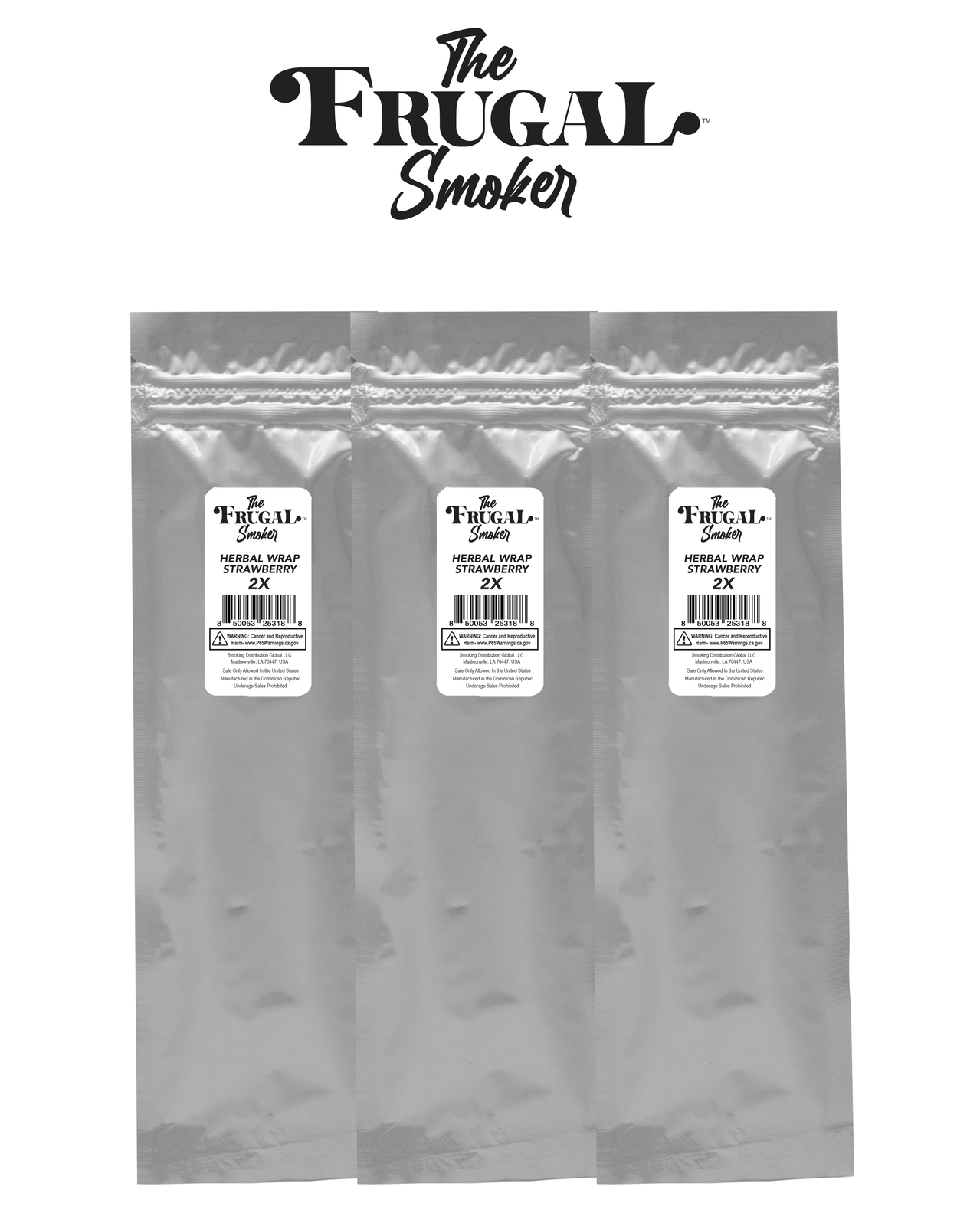 The Frugal Smoker STRAWBERRY Herbal Wraps (3 Packs of 2 Wraps)