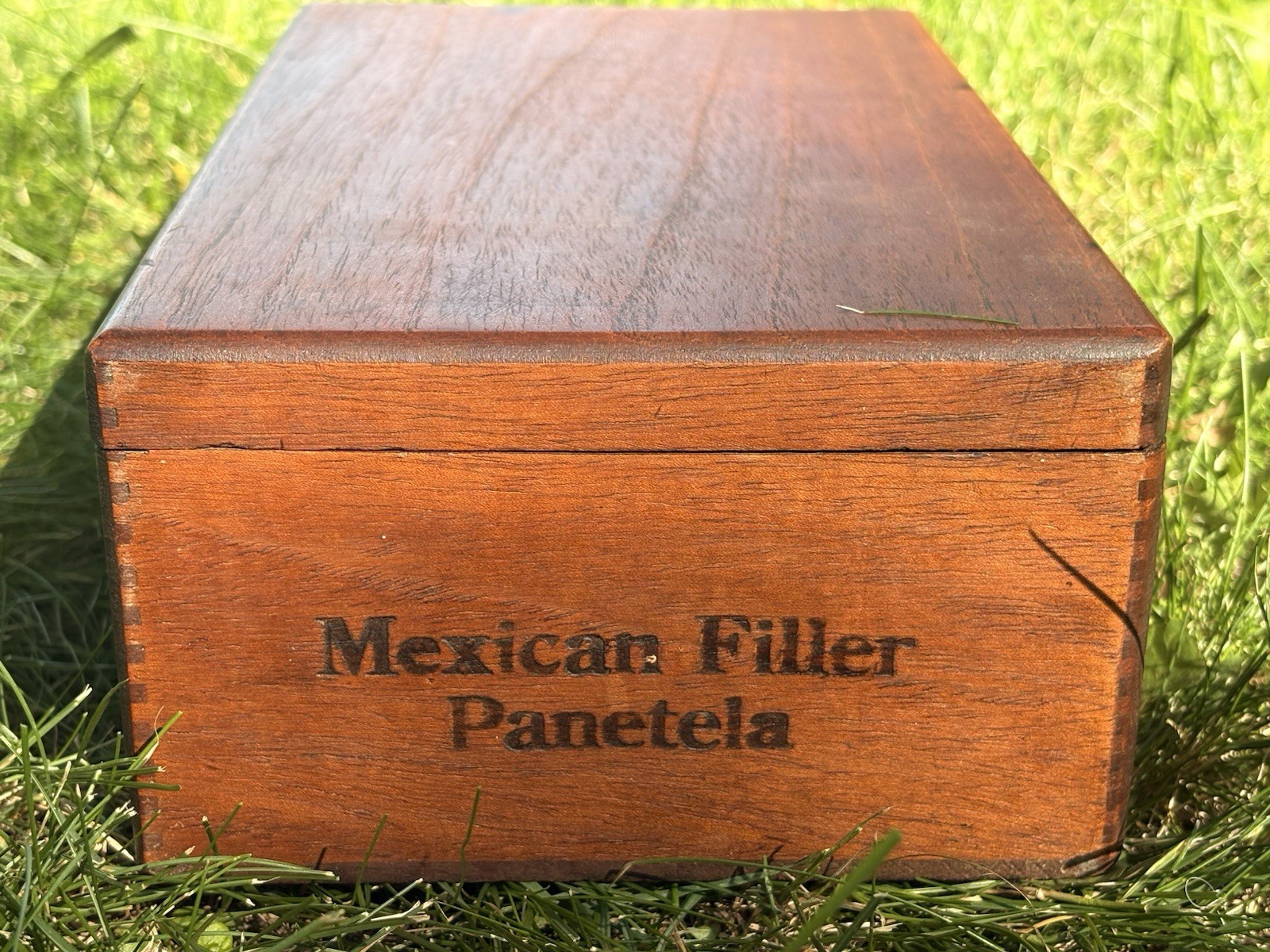Antique Wood Cigar Box Mexican Filler Panetela Blended 5 Cent Dovetail 1930s