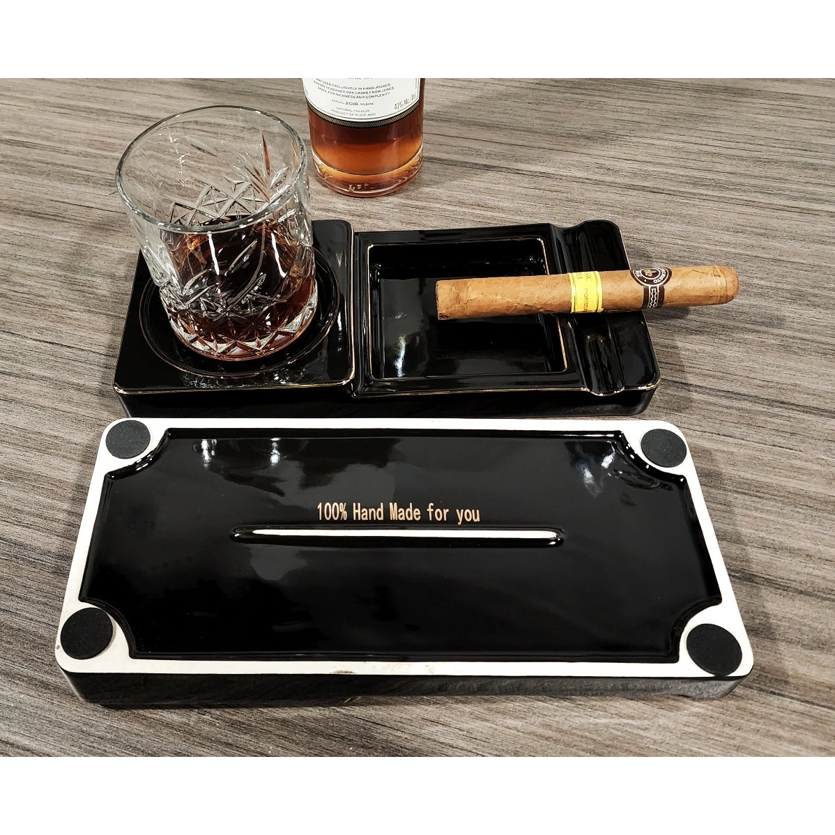 Cigar Ashtray Black & Gold Ceramic Retro Indoor Outdoor New 1 cigars rest NEW
