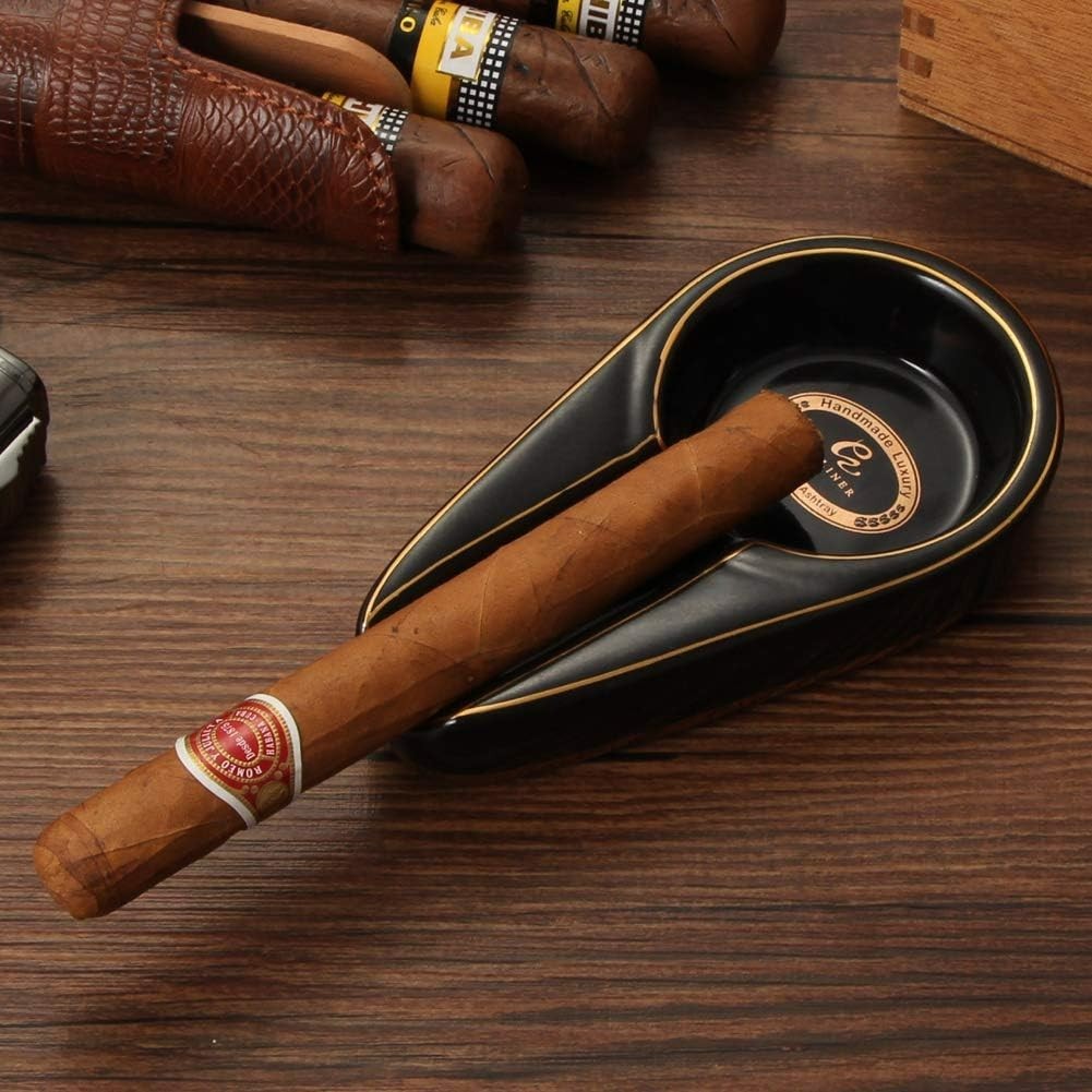 Galiner Cigar Ashtray Travel Ceramic Ashtray for Cigars Outdoor Cigar Ash Tray A