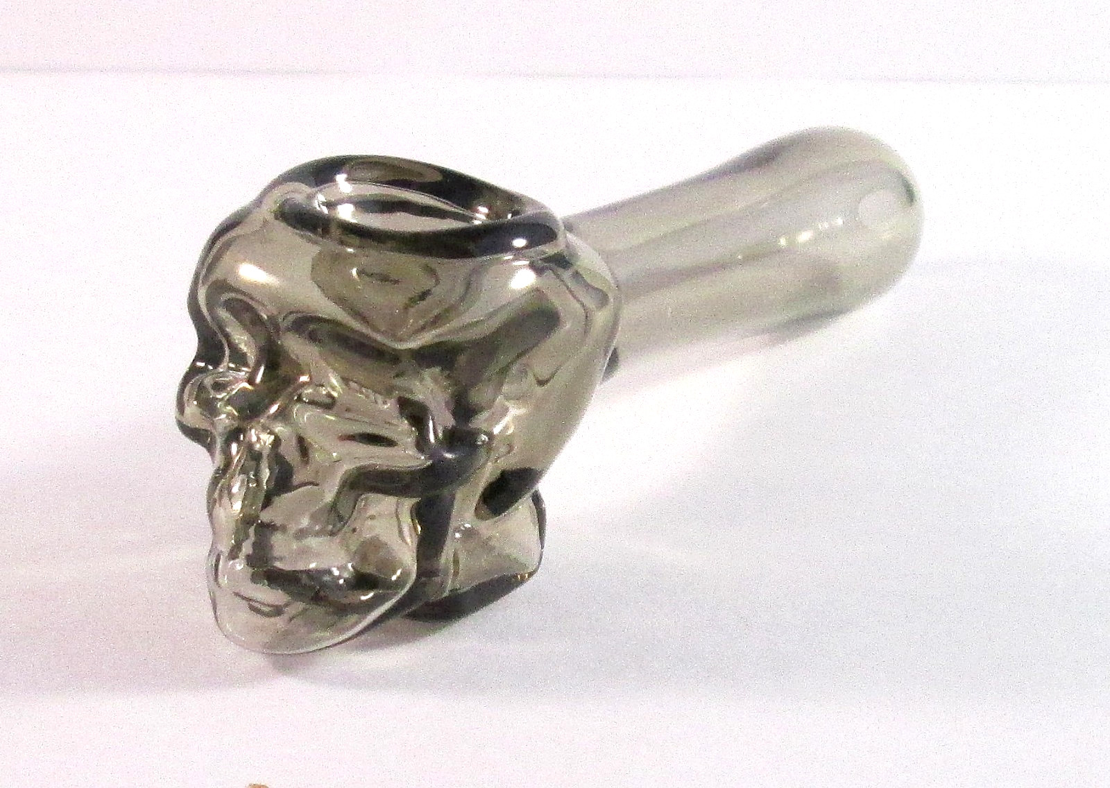 4” Glass Smoking Hand Pipe Bronze Clear Skull Herb bowl Tobacco
