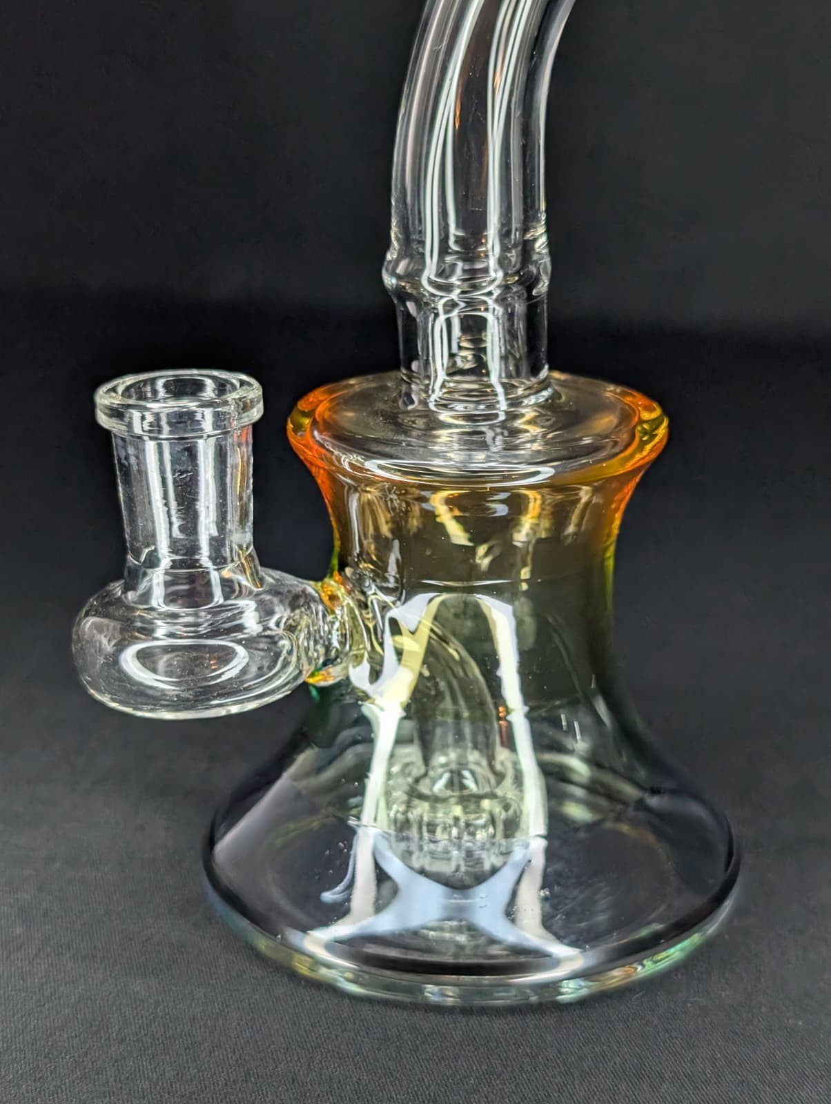 New 7″ Glass Water Pipe Recycler Style Perc Compact Clear Amber Tint