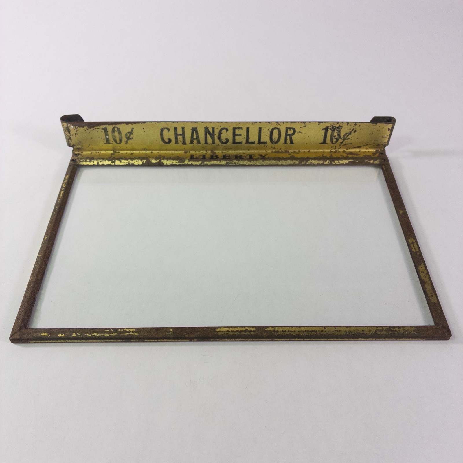 Vintage ‘Chancellor Liberty’ Cigar Box Glass & Tin Display Lid Store Advertising