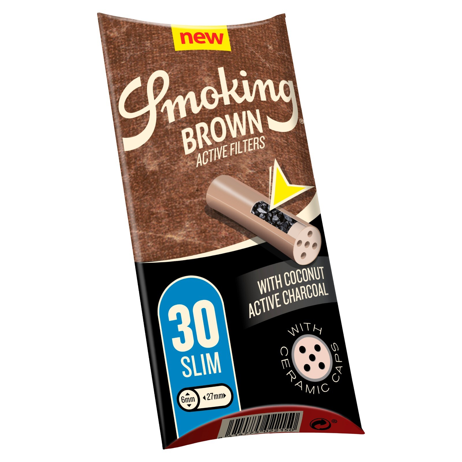Smoking Active Charcoal Filters – Brown Slim Size (6mm) Reusable Filter 30 Count