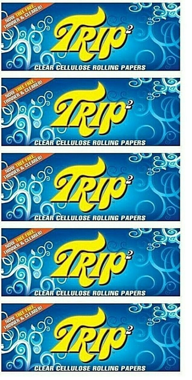 5X Trip 2 King Size Rolling Papers Clear Trip2 40Lvs/Pk Buy 4@$1.96/PK! USA SHPD