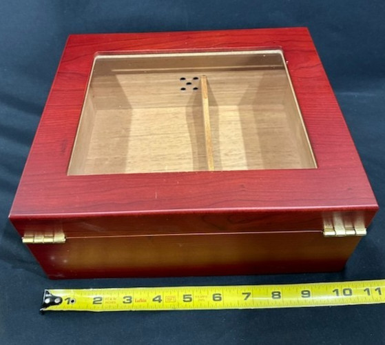 Mantello Cigar Humidor Glass Top & Mahogany Cedar Humidor Box with Hygrometer