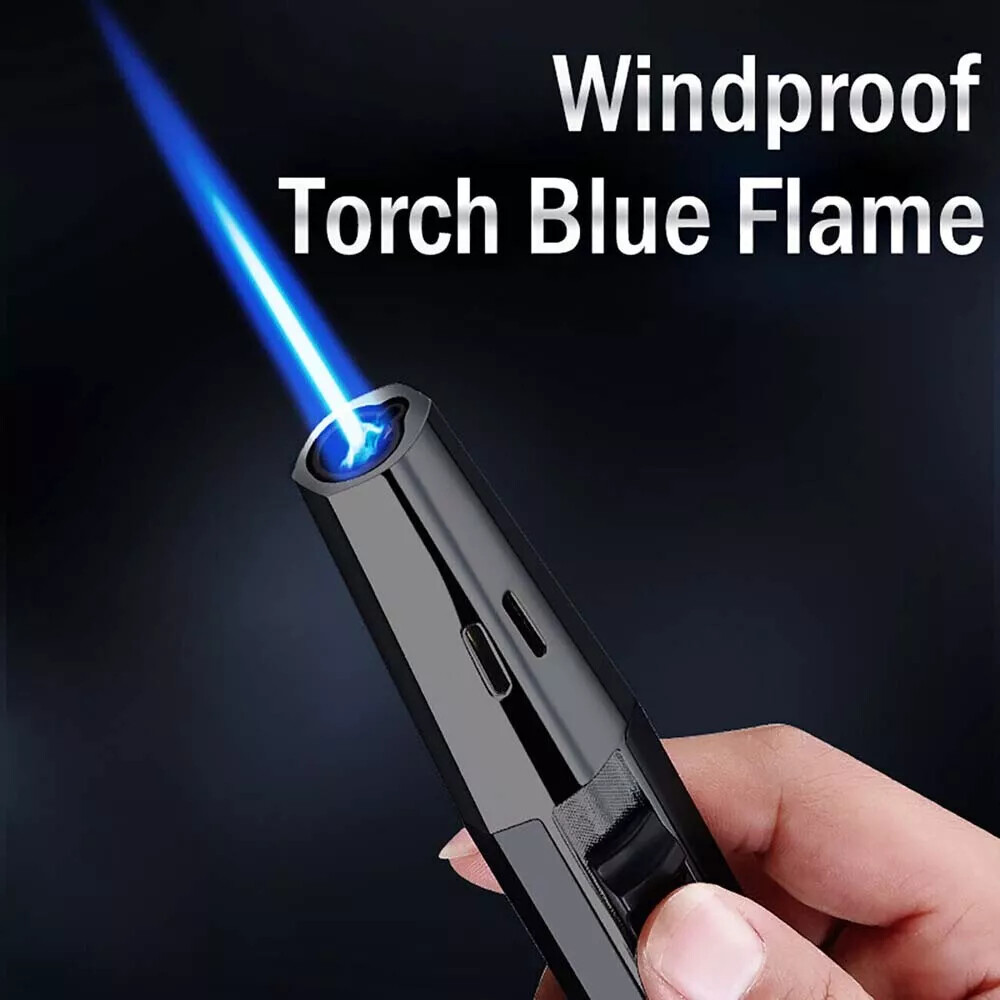 2PACK Jet Torch Butane Lighter Windproof Refillable Butane Lighter Adjustable