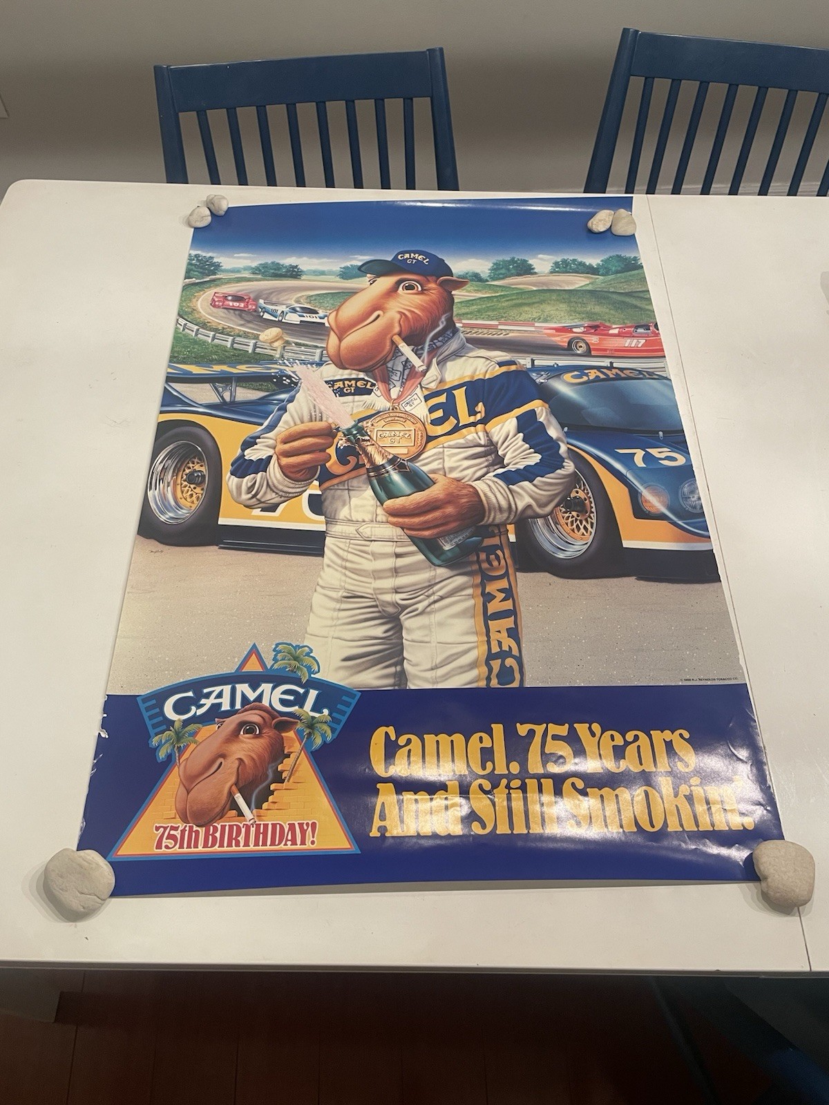 Joe Camel 75th Anniversary Car Driver Racing 1988 Poster 24×36 Vintage