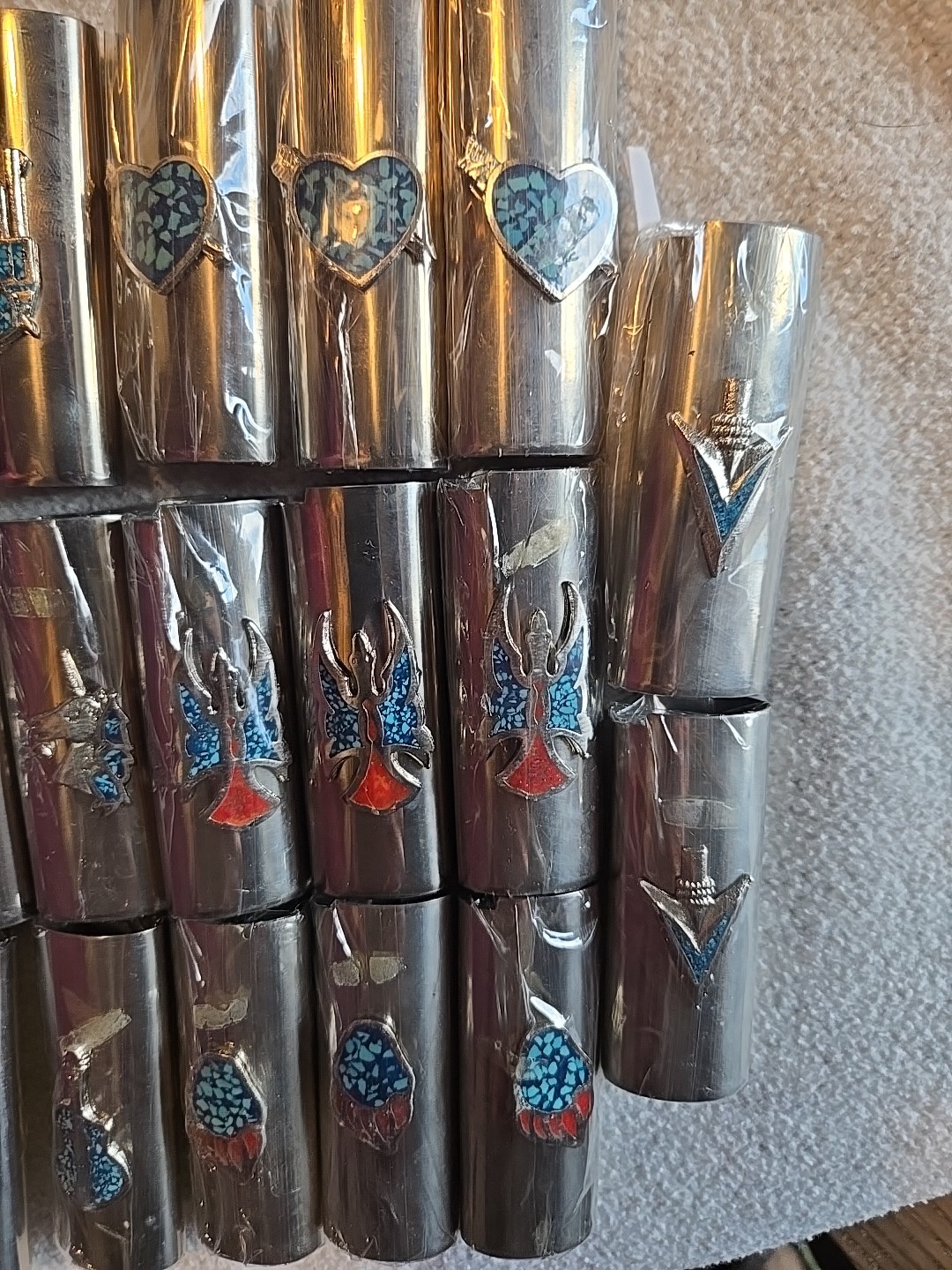 20 Vtg Lighter Case Lot HEART GUITAR UNICORN GUN Cover Holder Turquoise for Bic