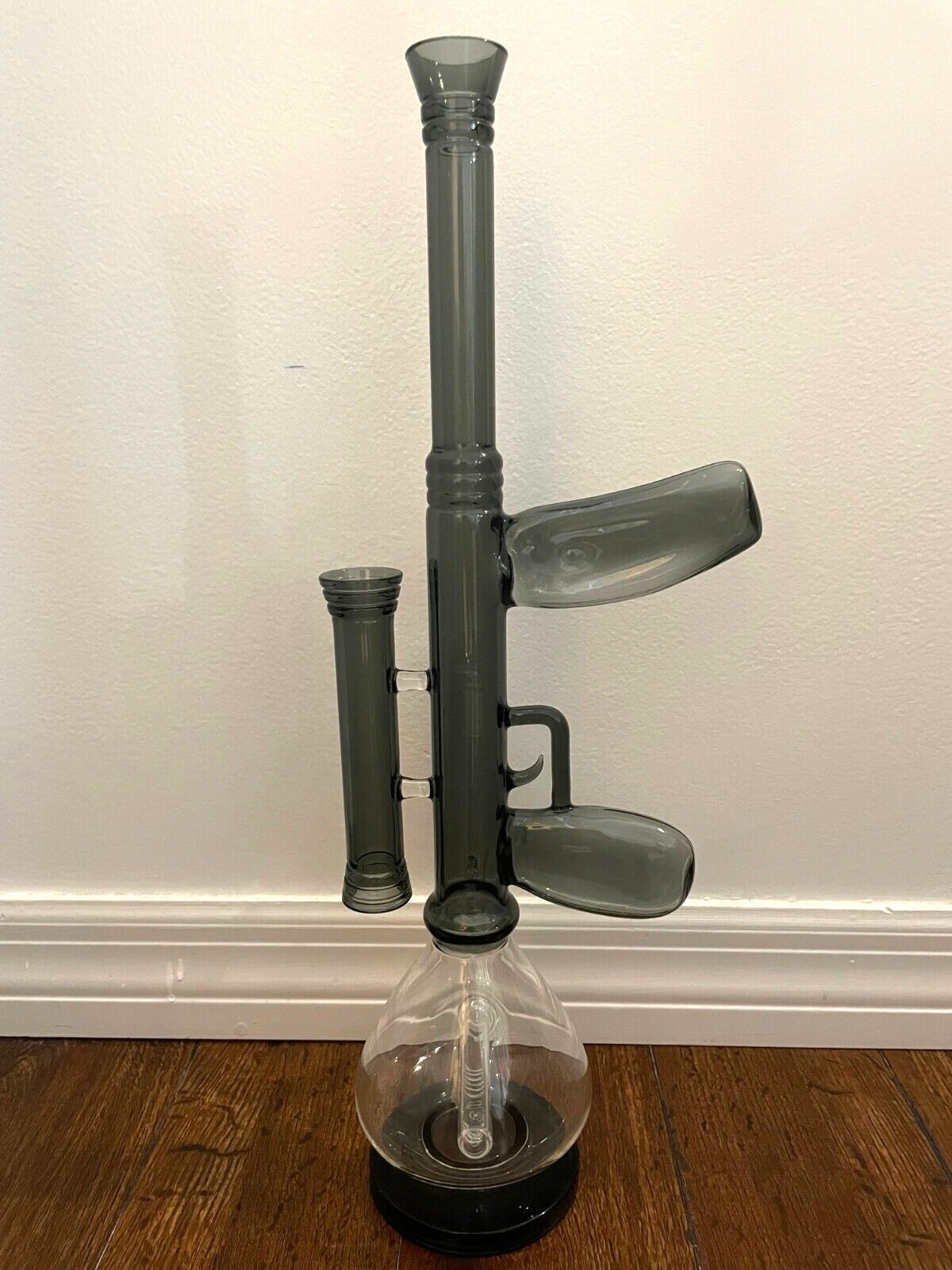 19” Premium Glass Water Pipe Art Black Rifle Gun Perc 14mm