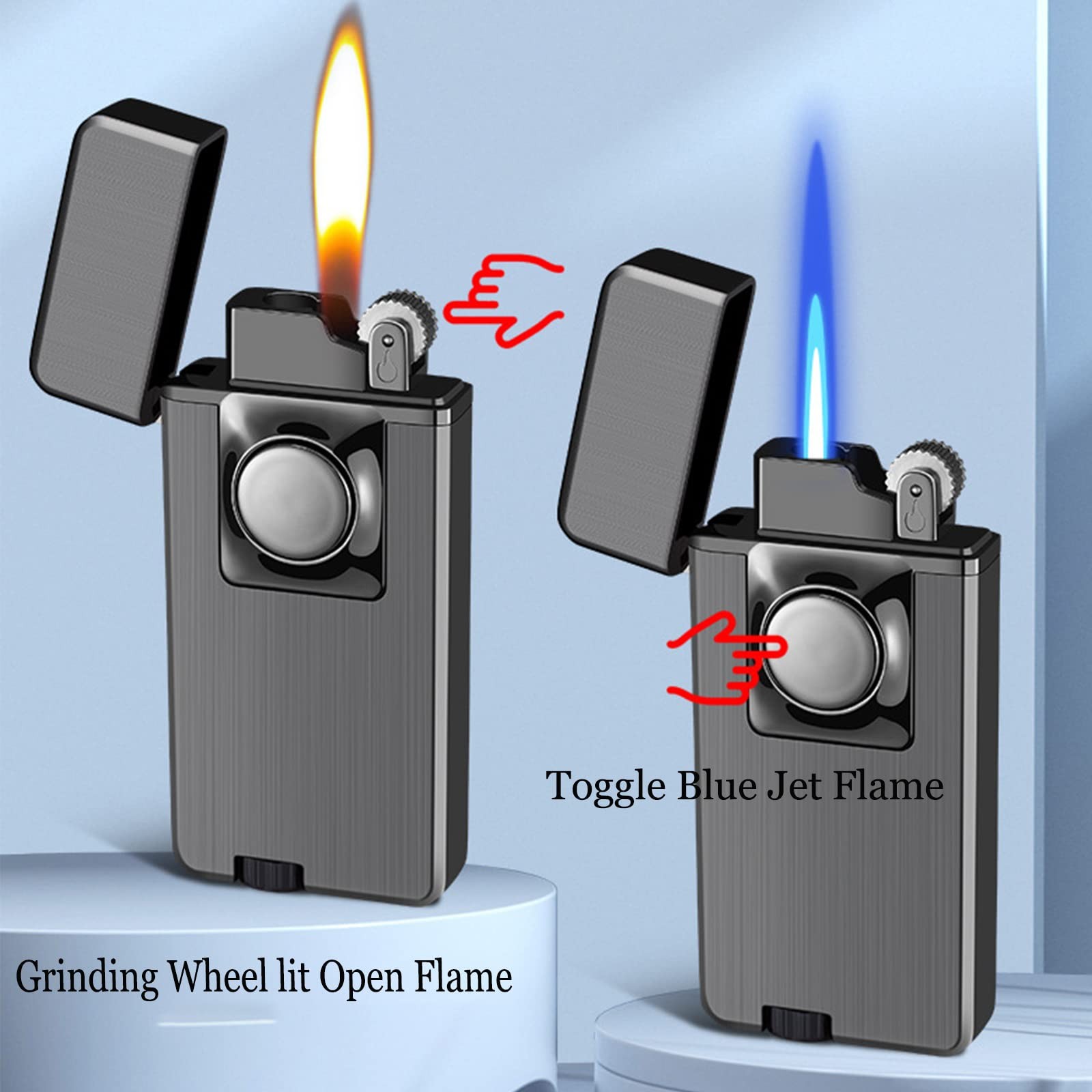 Jet Torch Dual Flame Lighter with 6pcs Flint Stone, Windproof Butane Gas, Adj…