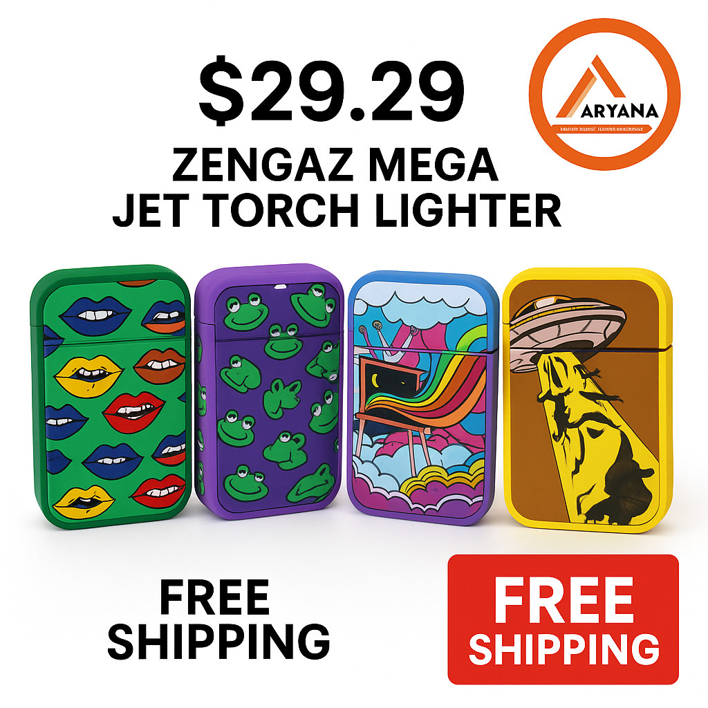 Single Torch Lighters Mixed Designs- -4 Count