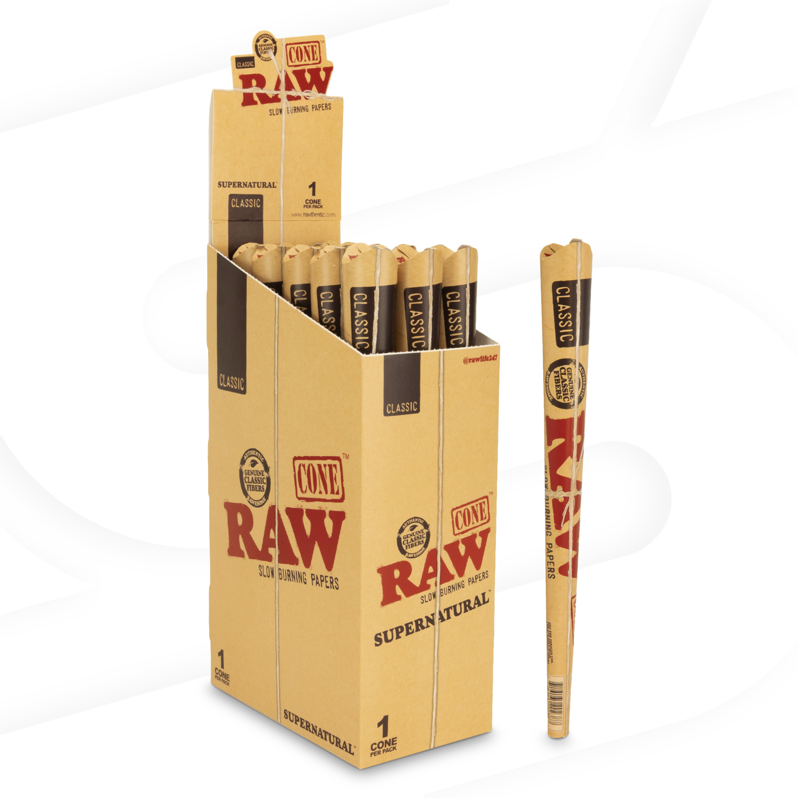 RAW Classic Supernatural 1-Foot Cone – 15 Packs Full Box 1 Cone Per Pack