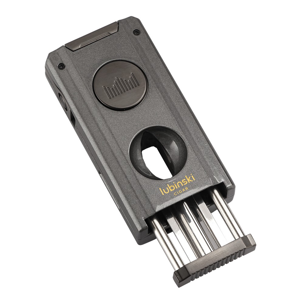 Lubinski Torch Cigar Lighter V-cut 2 Jet Flame Butane Cigar Punch Holder Needle