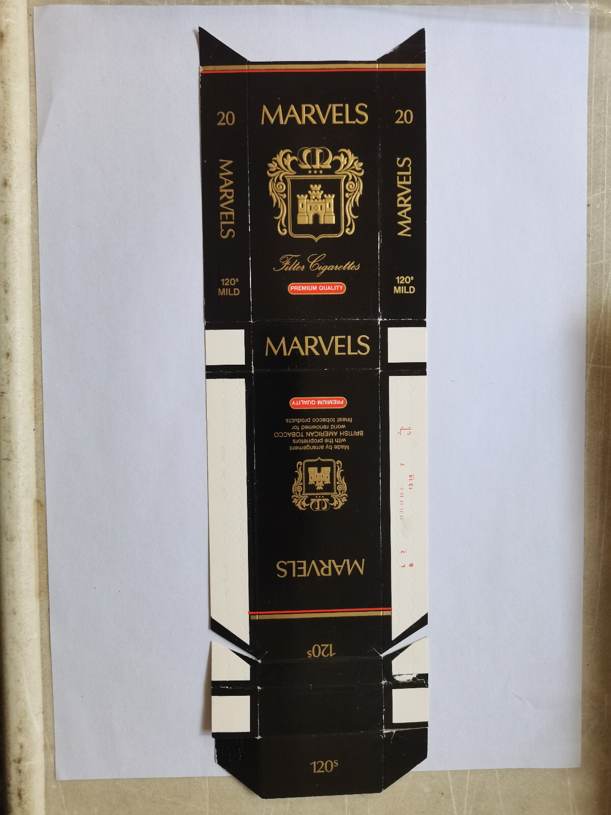opened empty cigarette soft pack–120 mm–Marvels