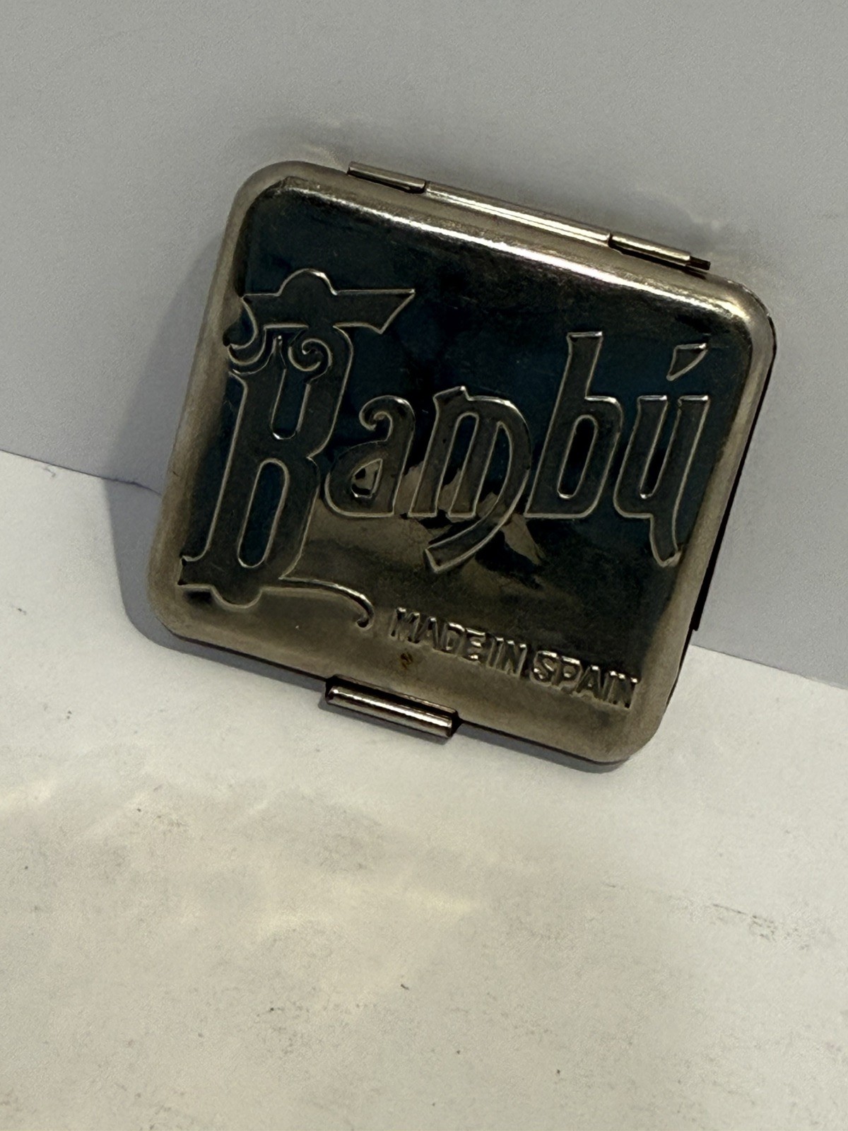 VINTAGE BAMBU ALCOY METAL CASE FRENCH SQUARE ROLLING PAPERS MODIANO BAMBU CLUB