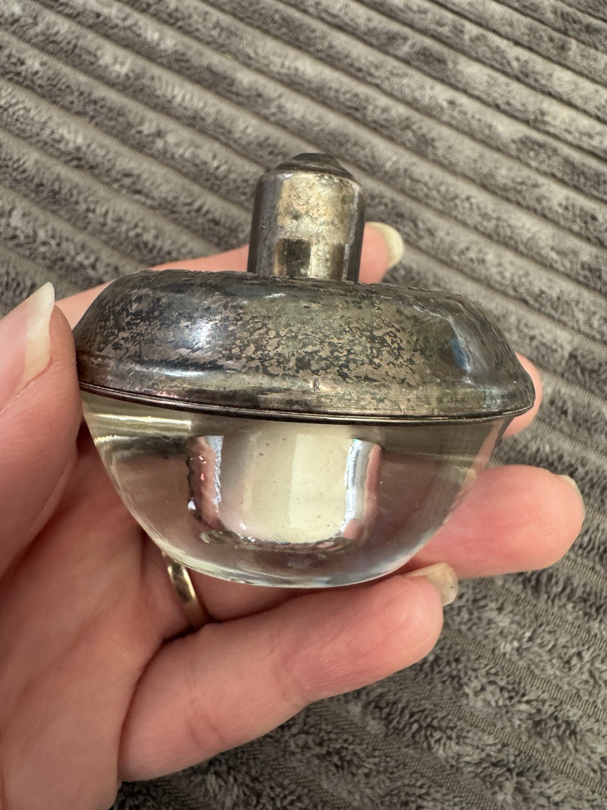Amston Sterling Silver & Glass Hy Glo Table Fluid Wick LIGHTER Vintage