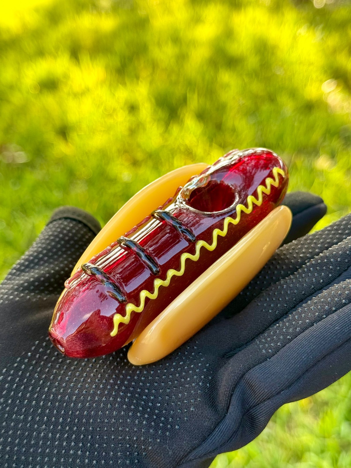 Hot Dog Glass Pipe Smoking Hand Spoon Pipe Tobacco Glass Smoke Bowl Gift