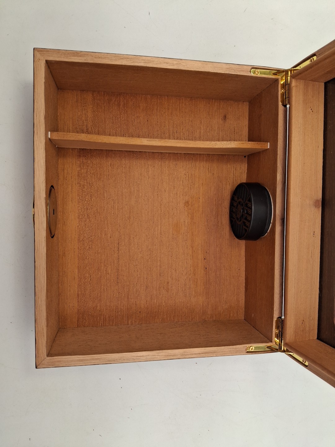 Humidor Supreme Wood Cigar Box Cedar Lined w Hygrometer Glass Top See Through
