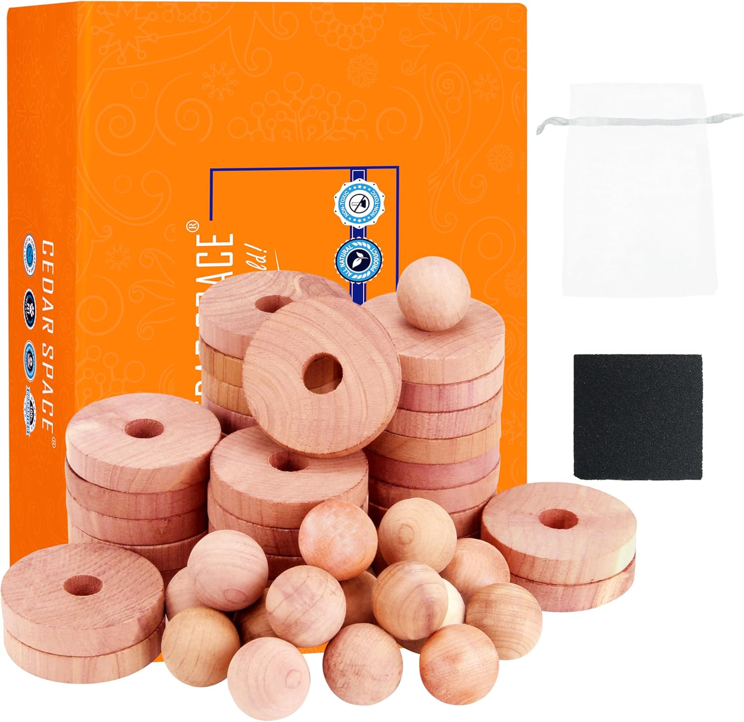 Cedar Blocks for Clothes Storage 100% Aromatic Red Cedar Balls & Rings Dresser D