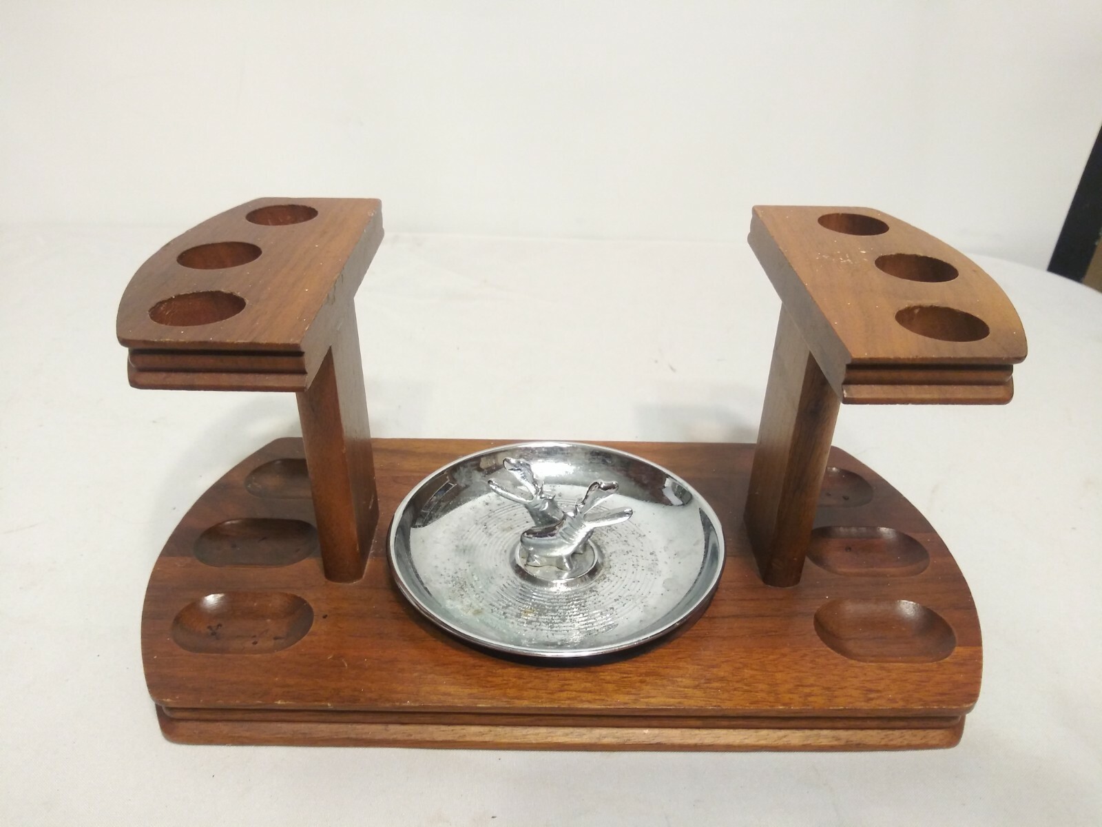 Pipe Holder Hippopotamus Silver Tone Metal Pincherette Dish Ash Tray