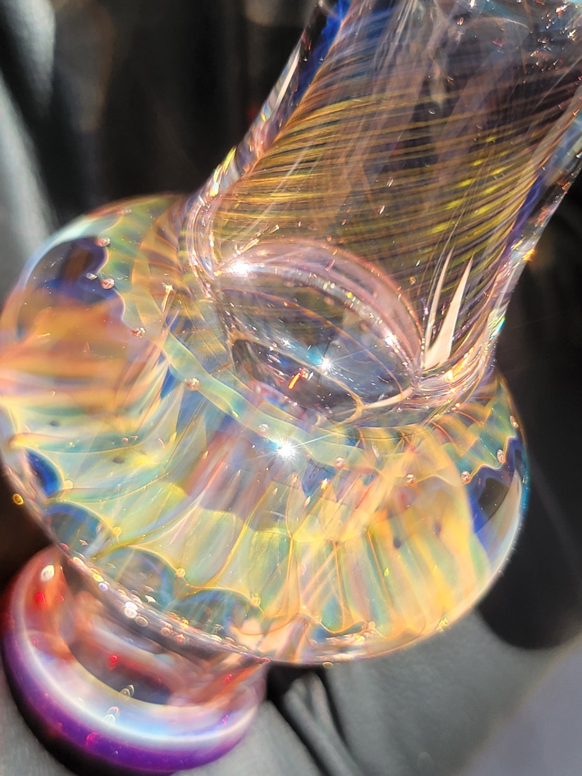 Heady Handmade 4.05″ Glass Tobacco Smoking Pipe Fumed 24kt Gold And Silver