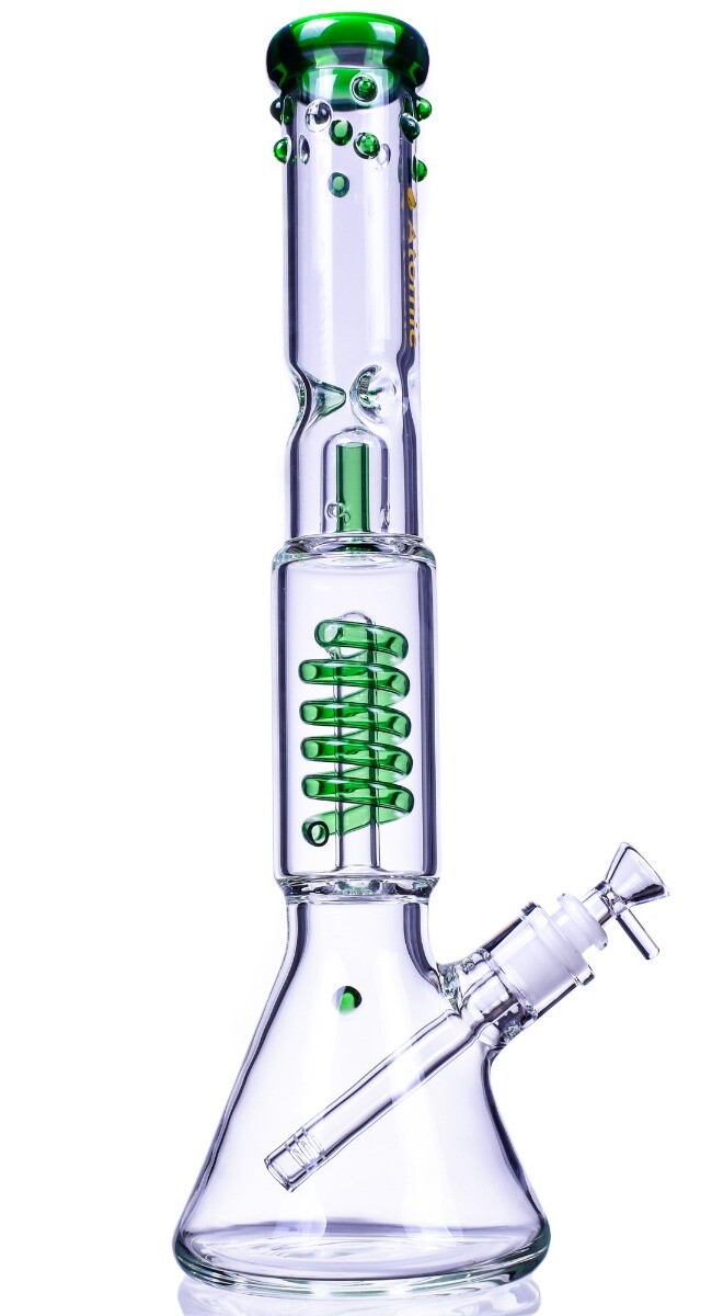 THICK Glass Bong 18″ Inline Perc to Coil Perc Bong HELIX Bong Beaker Bong *USA*