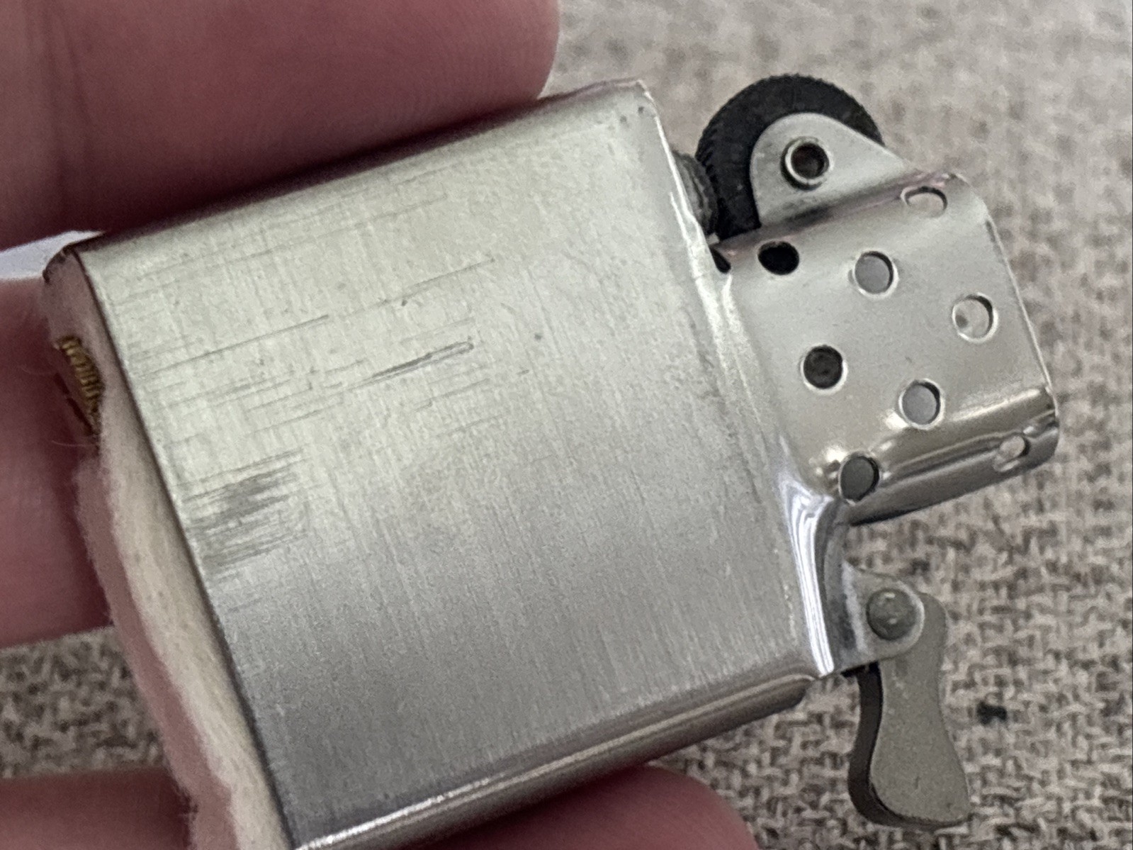 1955 1956 1957 Zippo Lighter Brush Chrome Over Brass Tight Hinge Strong Cam NICE