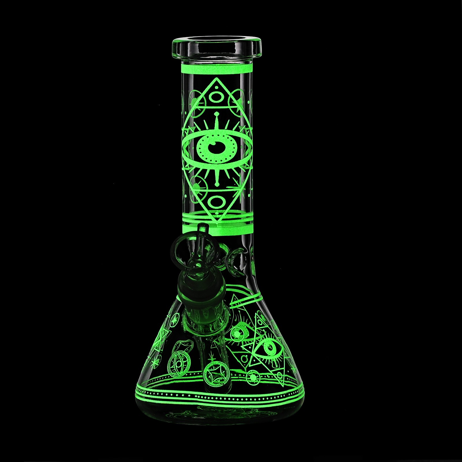 8″ Glow All-seeing Eye Glass Beaker Bong Thick Hookah Water Pipe + 14mm Bowl