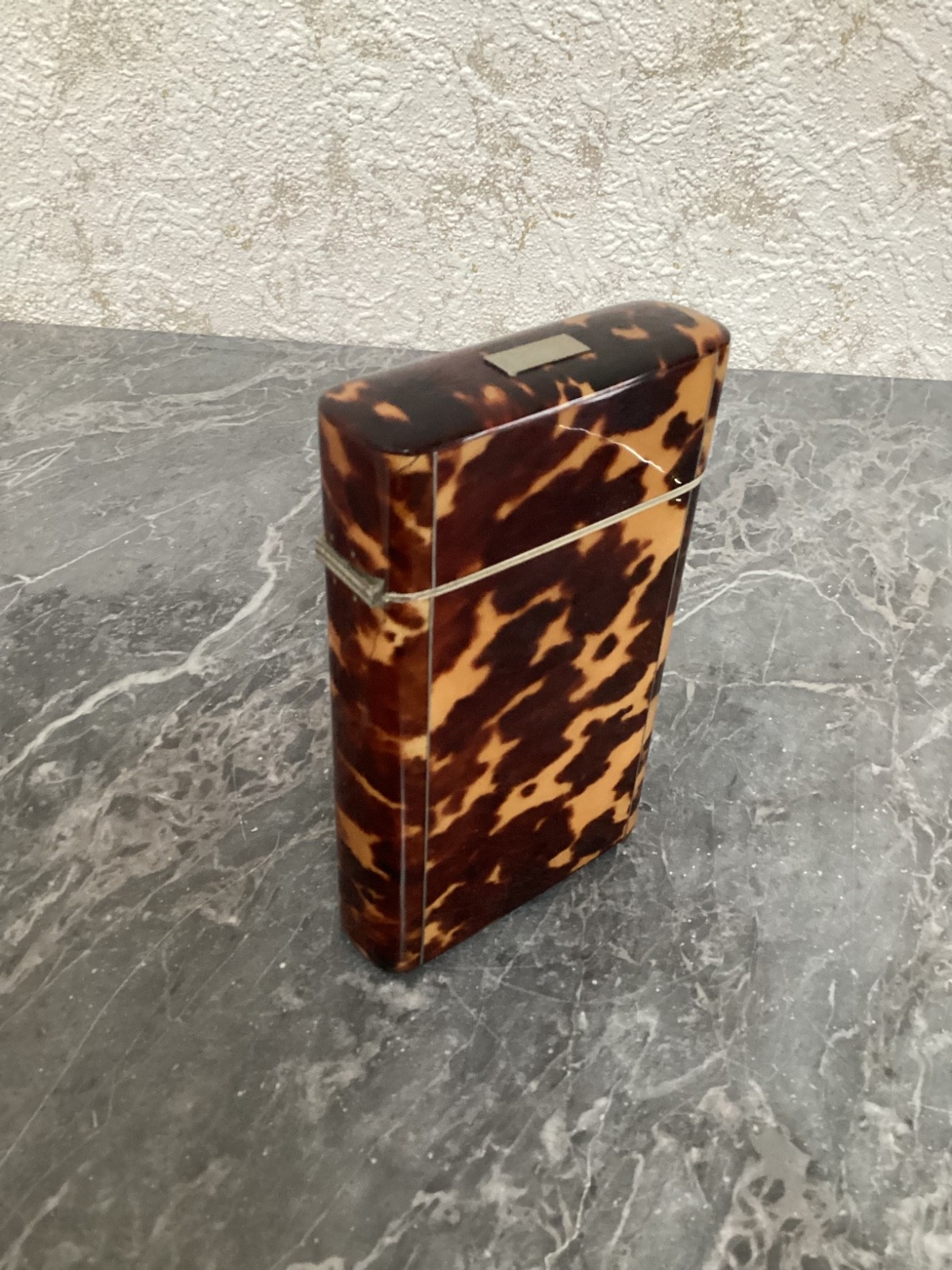 Antique faux tortoiseshell caddy , smokers cigar box 19 th C.