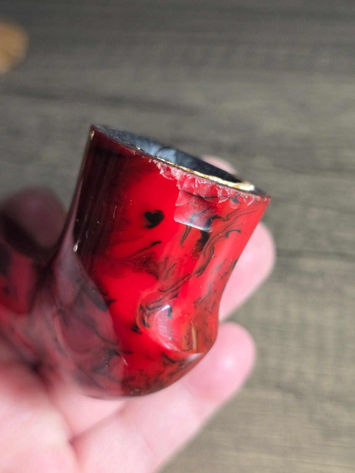 Vintage Hilson Fantasia? red swirl resin tobacco pipe Belgium -chip on bowl