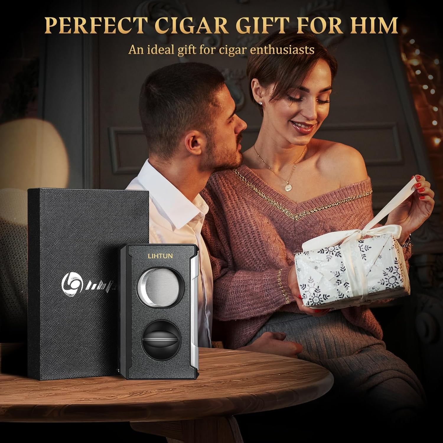 Cigar Cutter 4 in 1 Straight Cut V Cutter with Cigar Punch