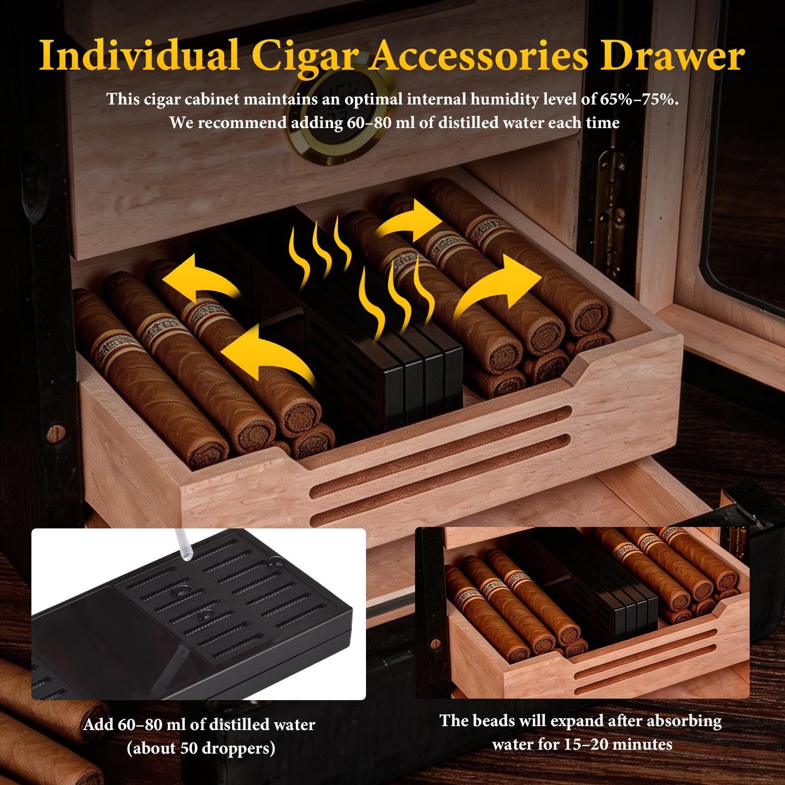 Electric Cigar Cooler Adjust Humidor Cedar Wood Shelf Storage 100-150 Cigar