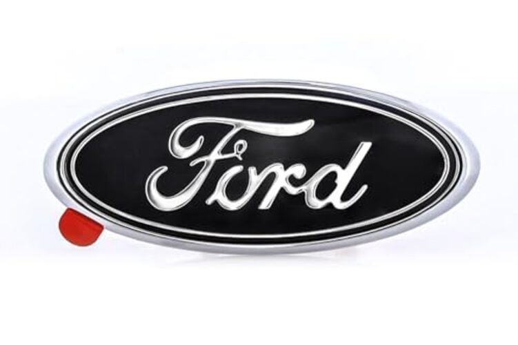 Mini Ford Black Oval Novelty Decorative Logo Chrome Plated Plastic Black/Chrome