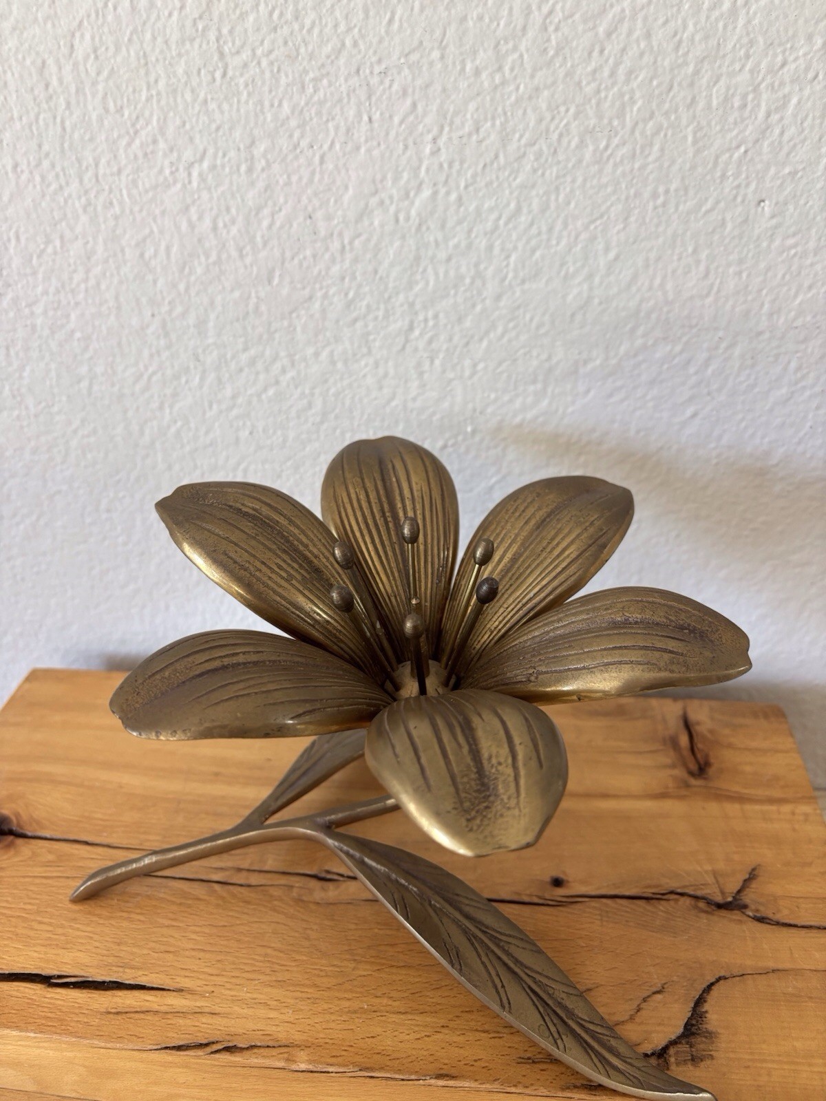 VTG Hollywood Regency MCM Brass Flower Ashtray Removable Petal Trays